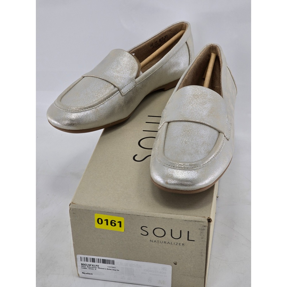 SOUL Naturalizer Bebe Slip On Loafer Womens 8 Silver Metallic Flat - New